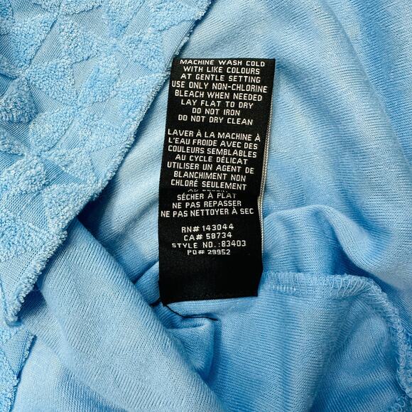 7 For All Mankind Top WMNS M Baby Blue Textured Terry Cloth Button Up Loungewear - Picture 6 of 7